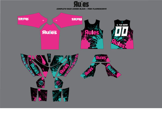 Completo Race Rules Apparel Combo - Black / Pink Fluo