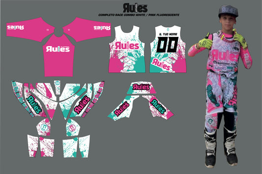 Completo Race Rules Apparel Combo - White / Pink Fluo